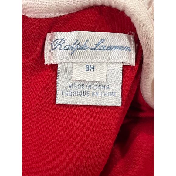 Vintage Ralph Lauren Footie Pajamas Red Velour Collar Size 9 months RL Christmas - Picture 3 of 16